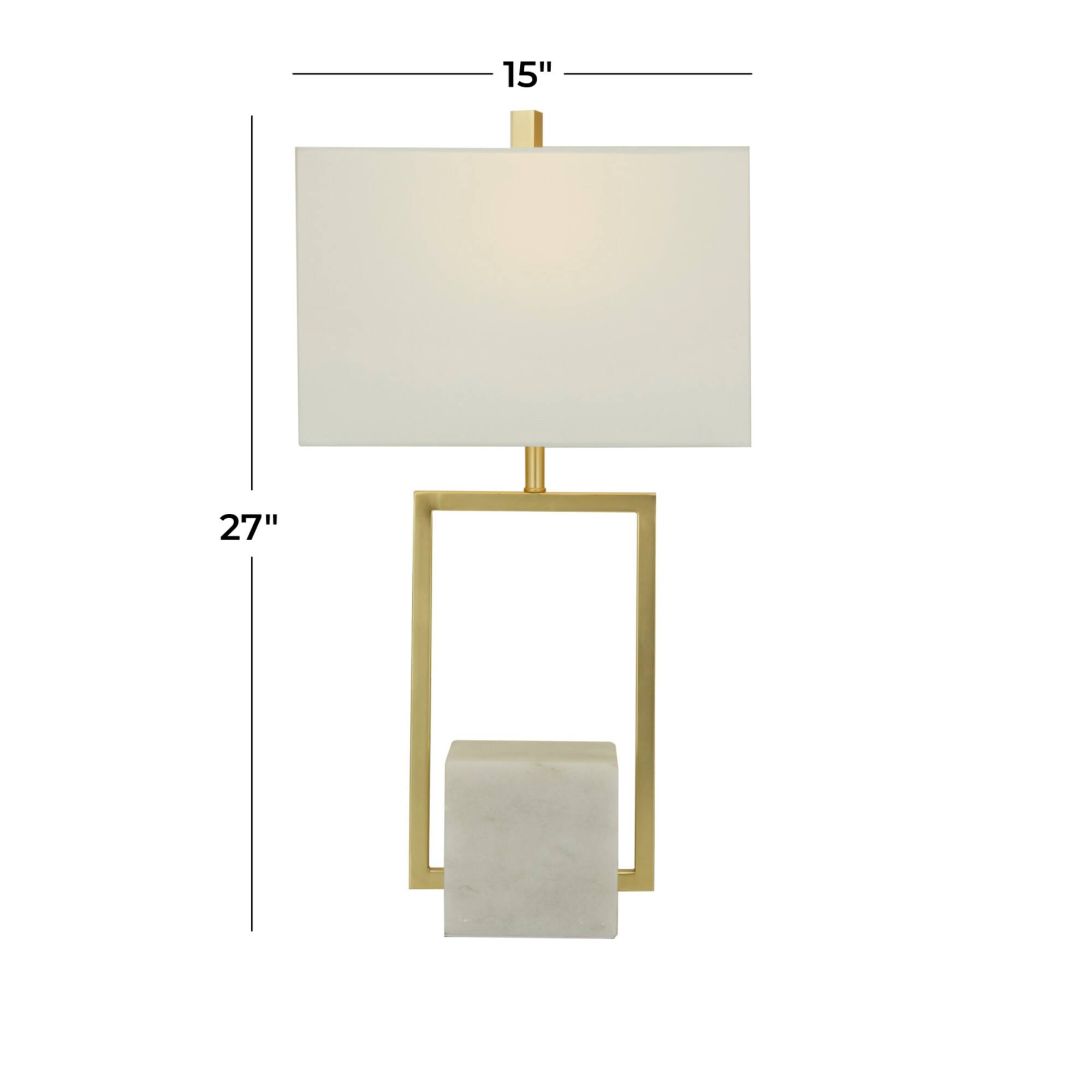 CosmoLiving by Cosmopolitan White Marble Modern Table Lamp, 27" x 15" x 9"
